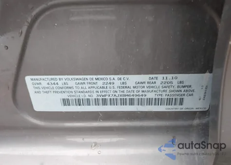 2011 Volkswagen Jetta Sportwagen 2.5L Se from USA, damaged, VIN 3VWPX7AJXBM649649
